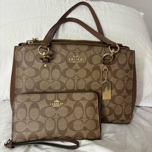 Authentic brown Coach Signature Purse with wallet